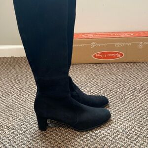 NWOT Stuart Weitzman black suede heeled boots